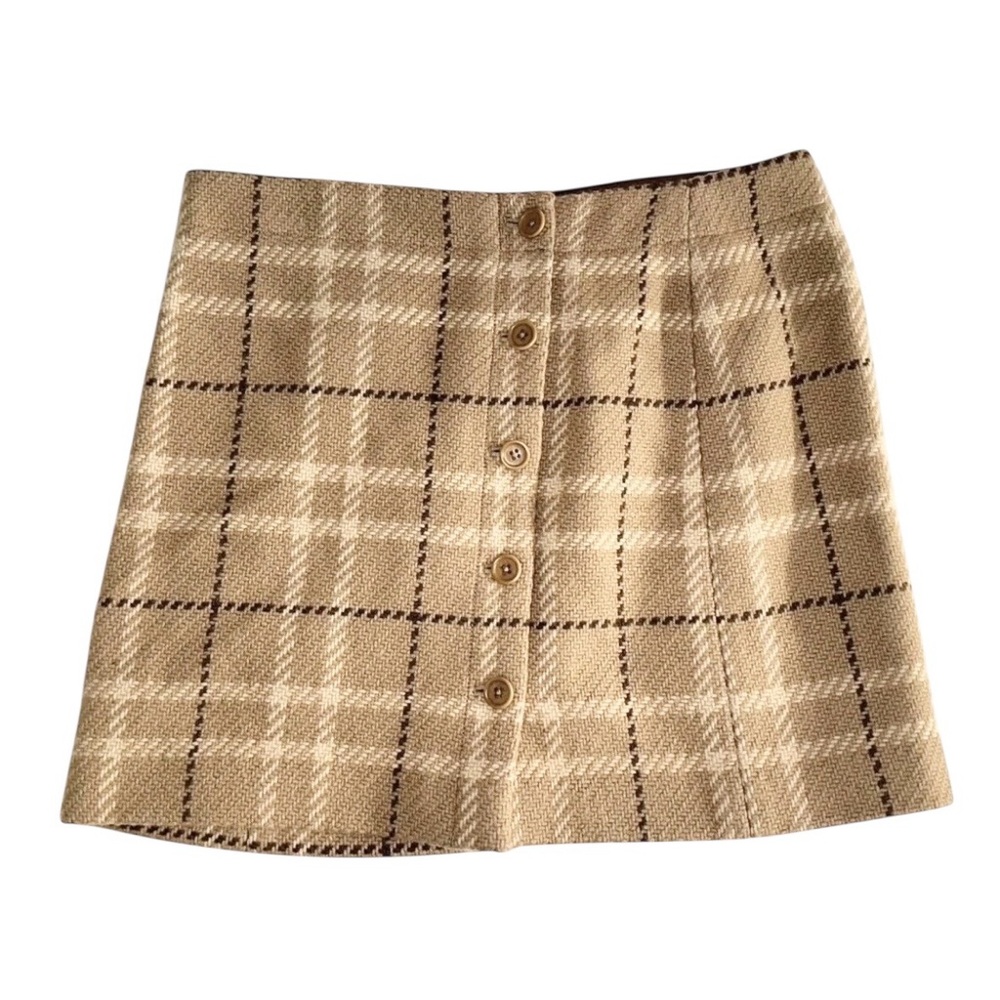 J. Crew Vtg Y2K Women’s Wool-Blend Brown Plaid Mini Skirt ~ Size 6 - Picture 2 of 7
